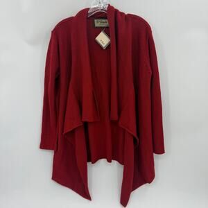 D'STYLO Baby Alpaca Open Front Knit Sweater Size M Red Cascade Cardigan
